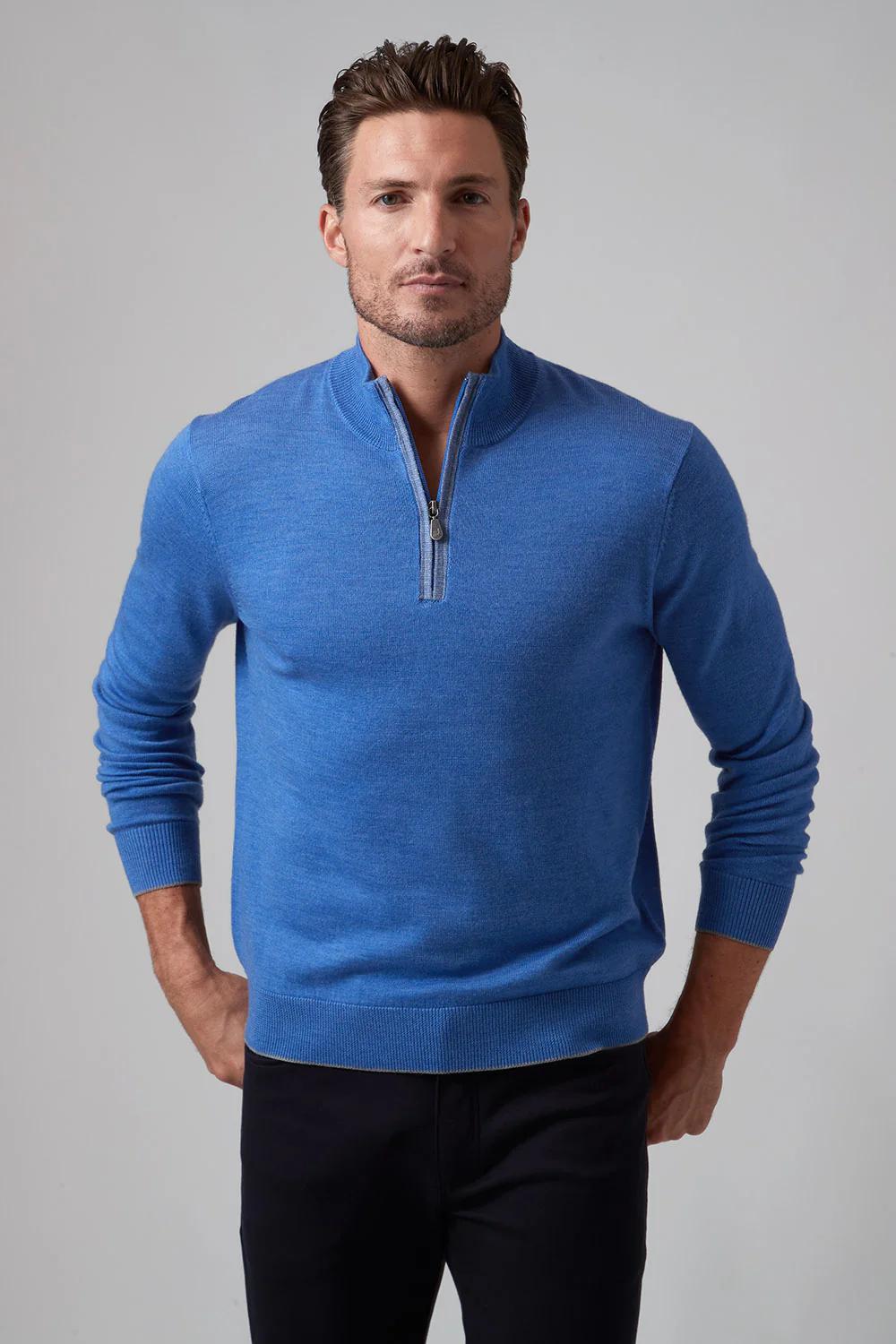 Extra Fine Merino Sweater Q Zip Pool