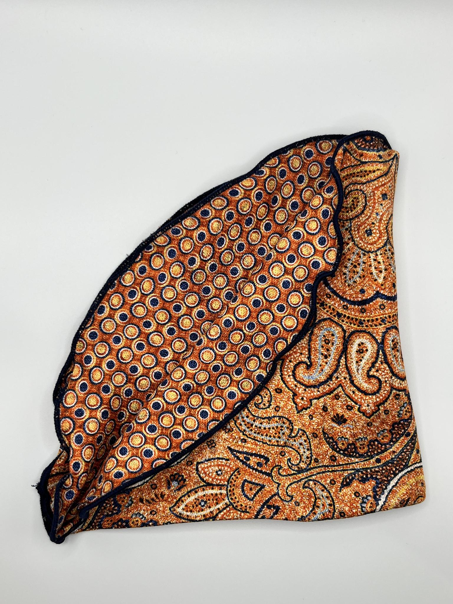 Orange /Blue Dots Print Reversible Pocket Circle