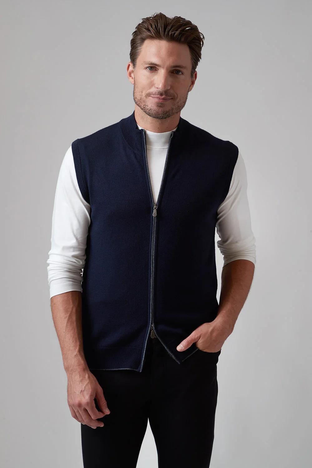 Extrafine Merino Vest Navy