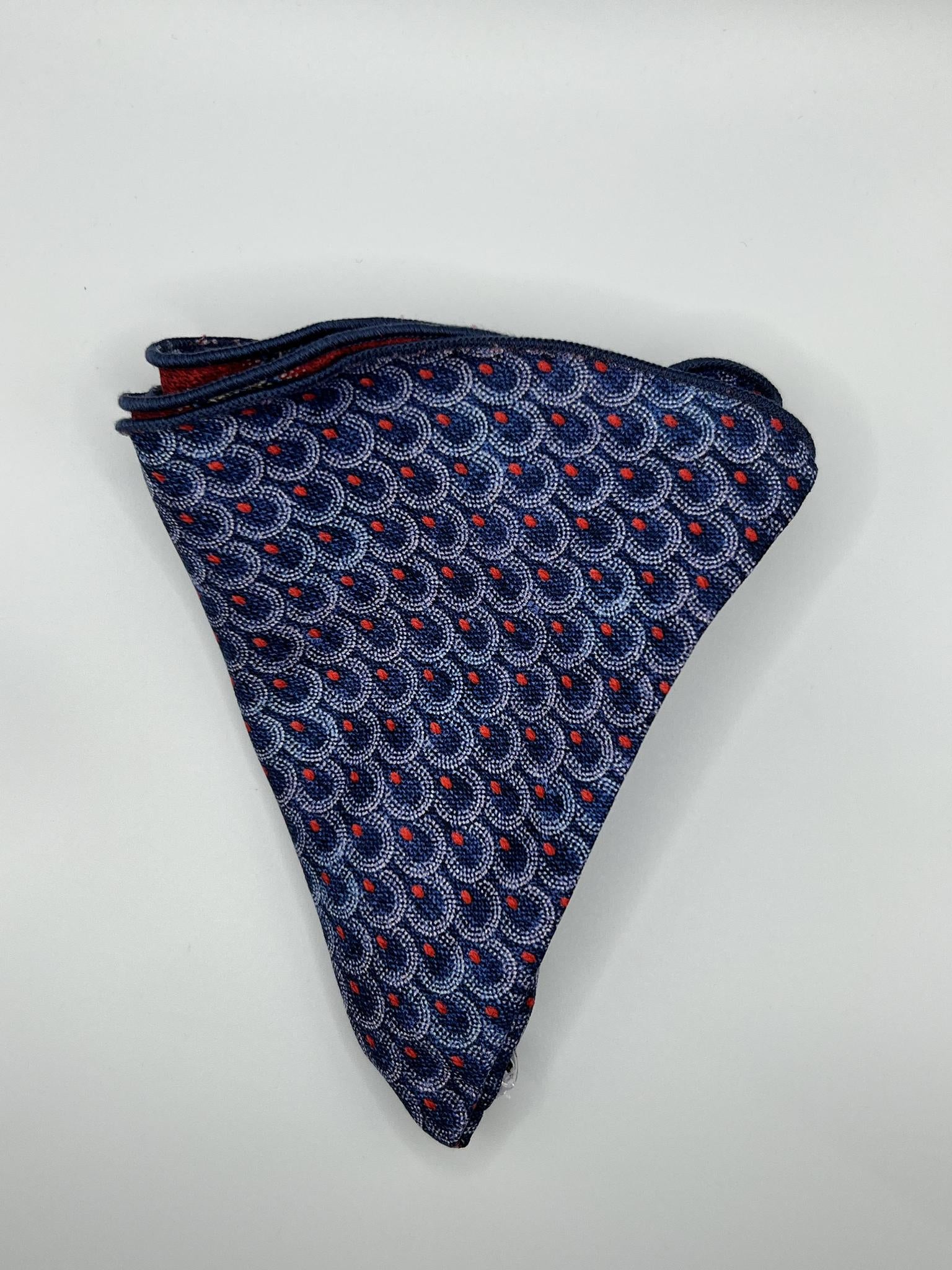 Brick Foulard/Feather Print Reversible Pocket Circle