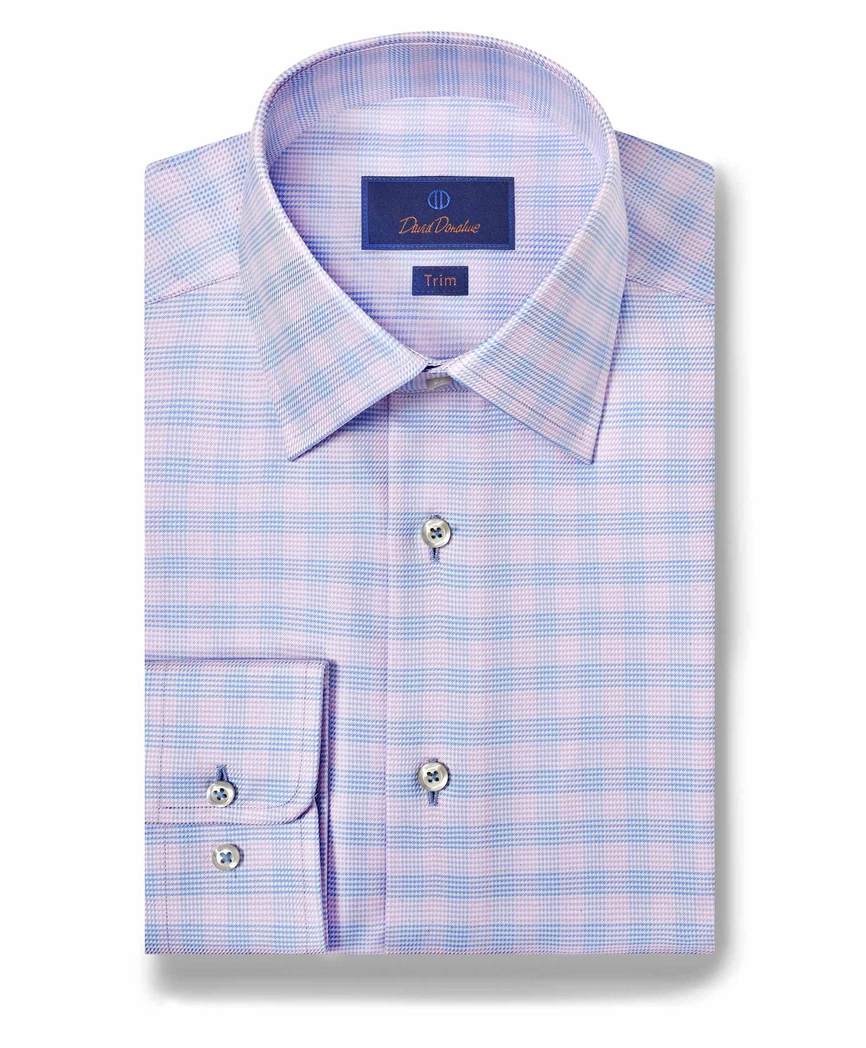 david donahue dress shirts David Donahue Men's Trim Fit Twill Check Dress Shirt - Multi - Size 15.5 32/33