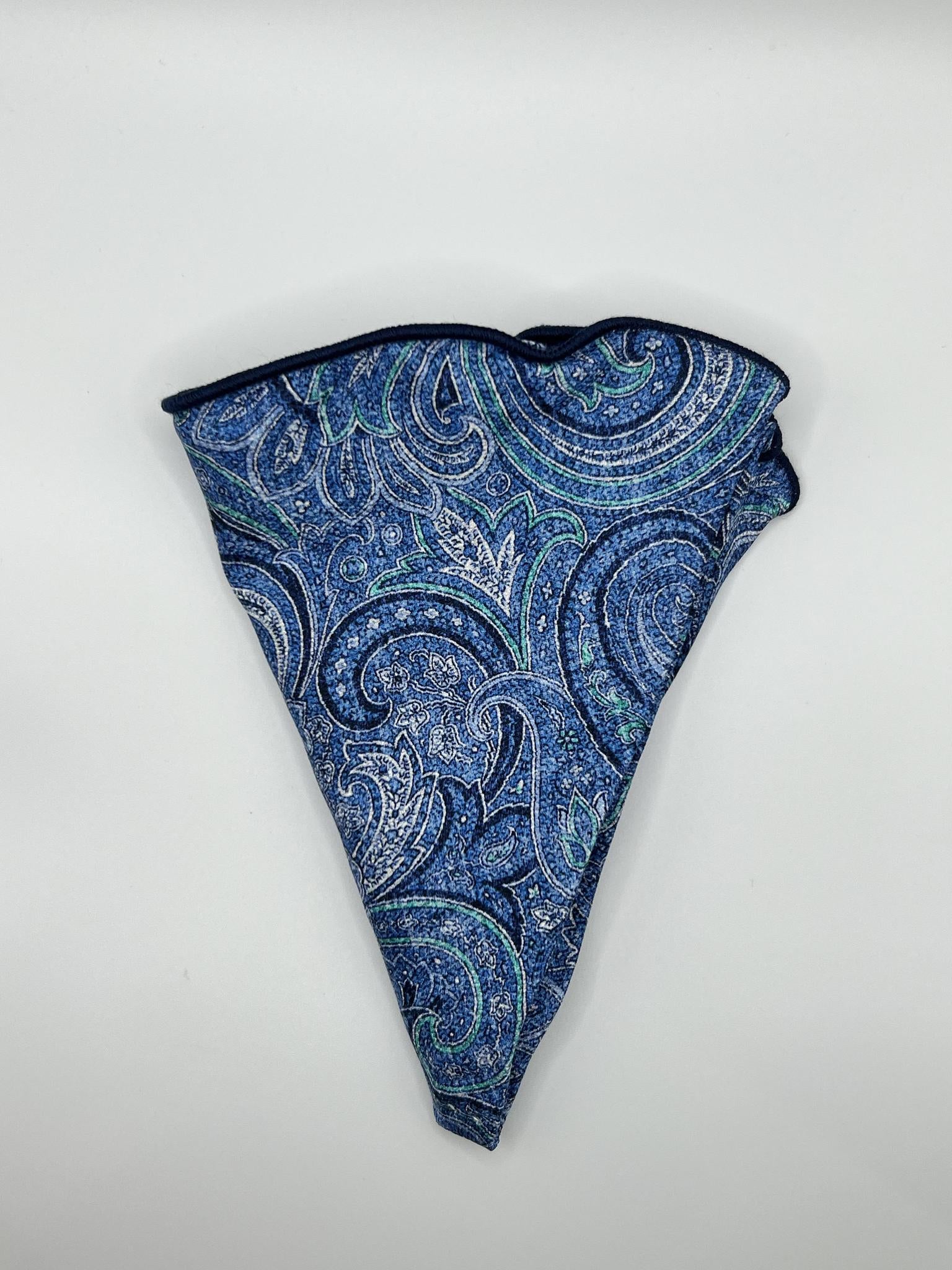 Blue Exploded Paisley/Floral Print Reversible Pocket Circle