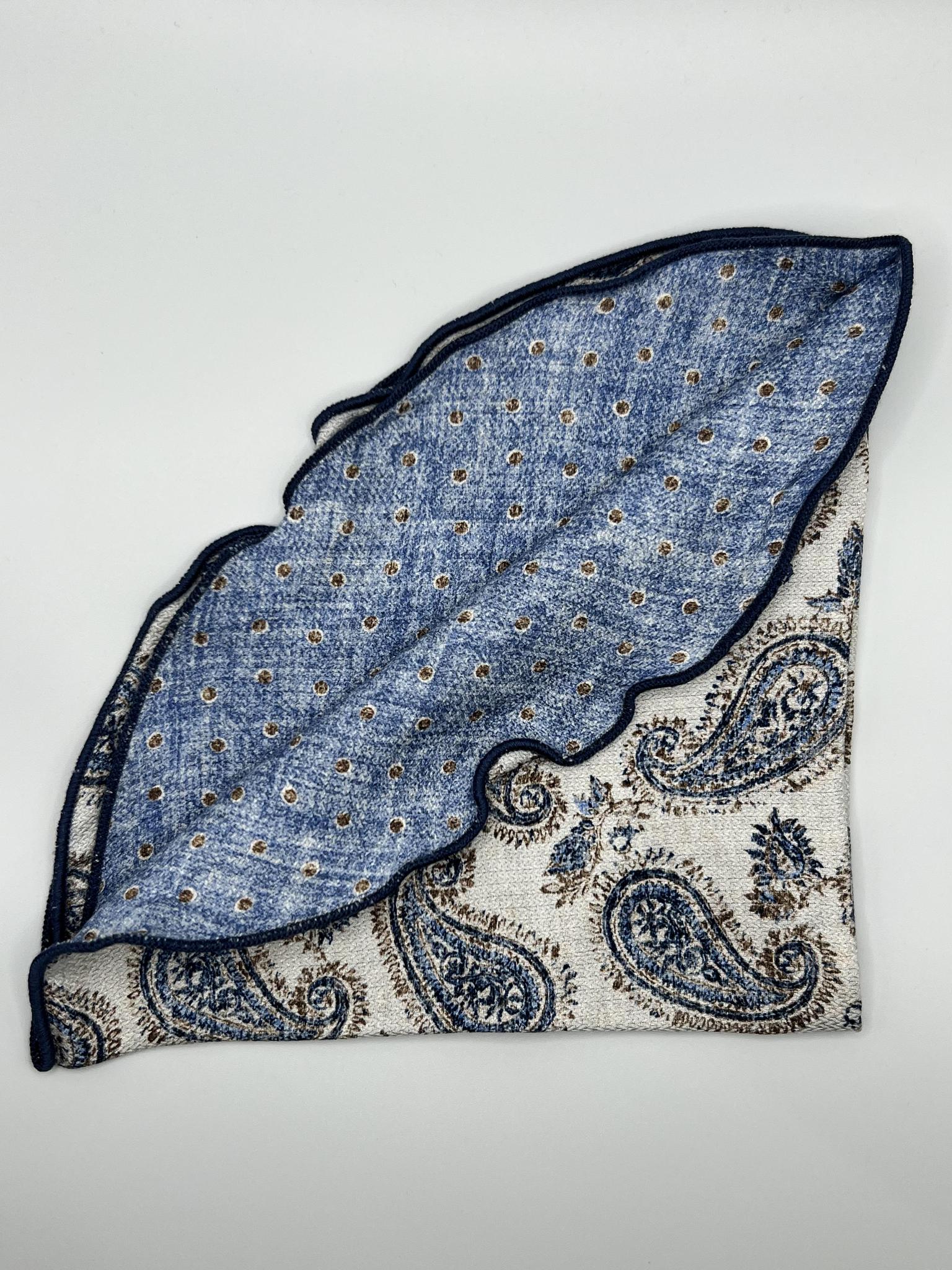 Beige Exploded Paisley/Floral Print Reversible Pocket Circle