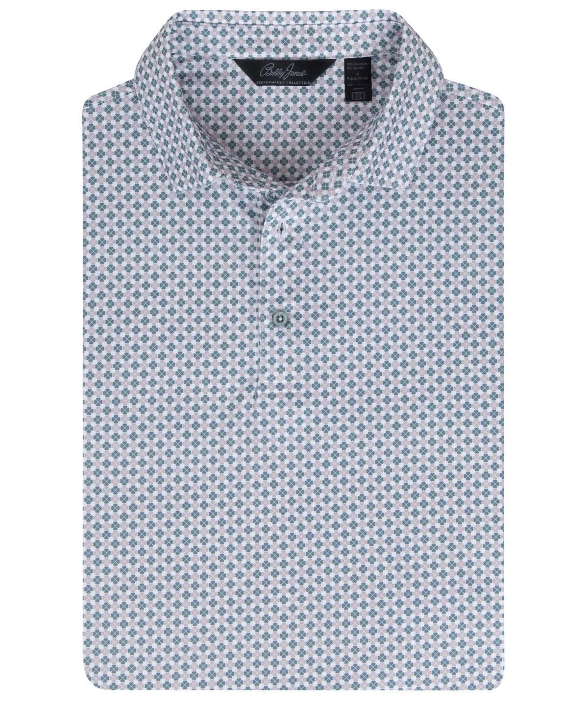 Performance Clover Gingham Print Polo Stormy Sea