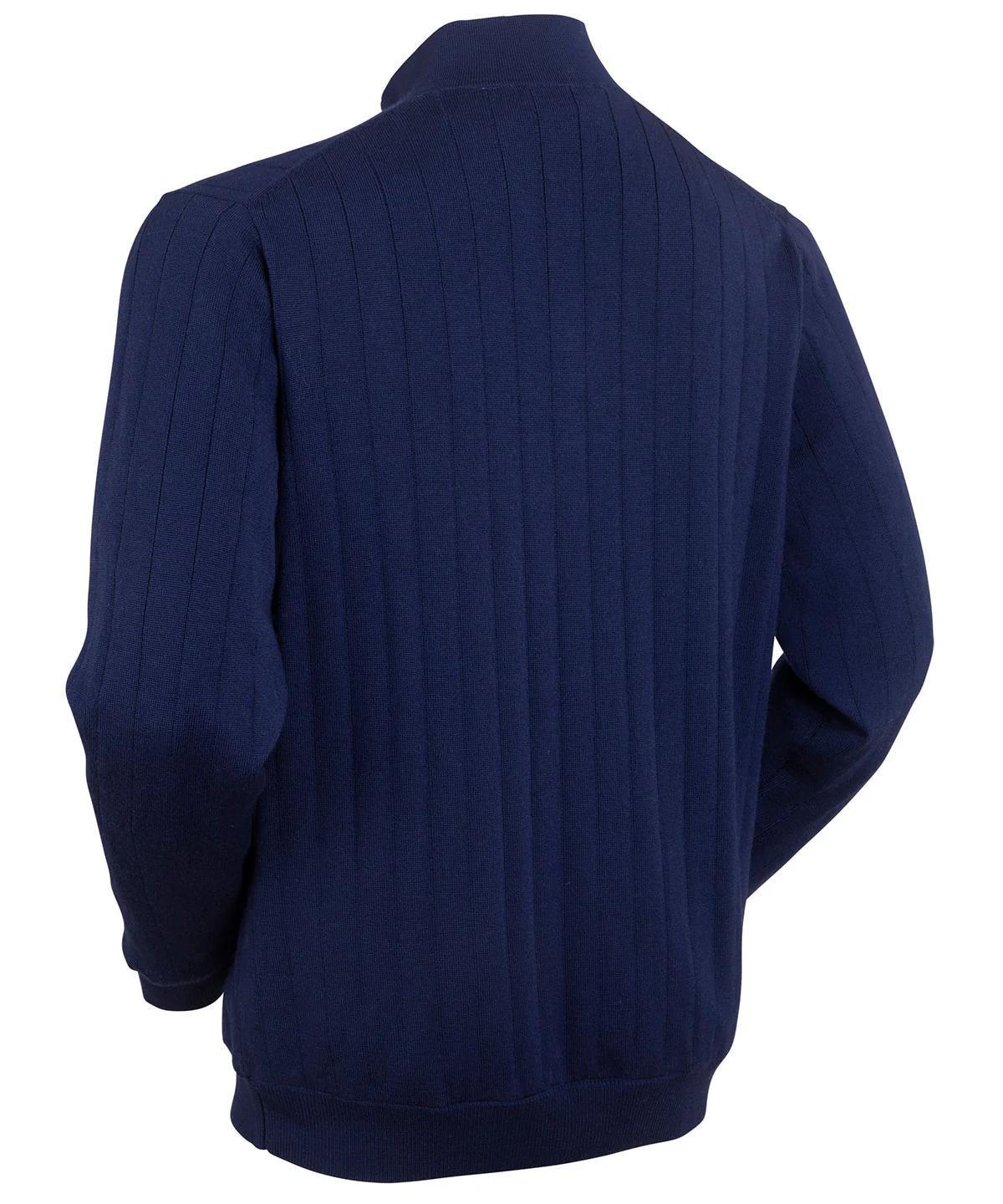 Signature Merino Lined Quarter-Zip Mock Neck Sweater Navy