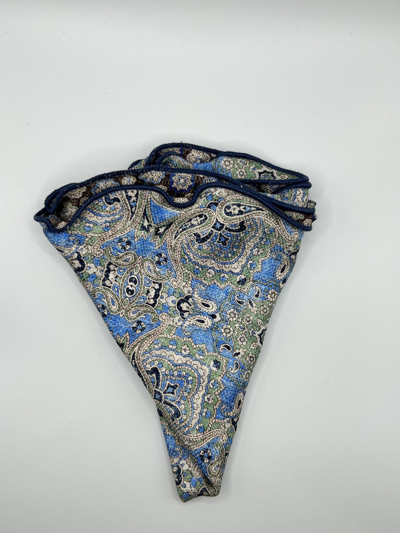 Sky/Brown Persian/Mini Medallions Print Reversible Pocket Circle