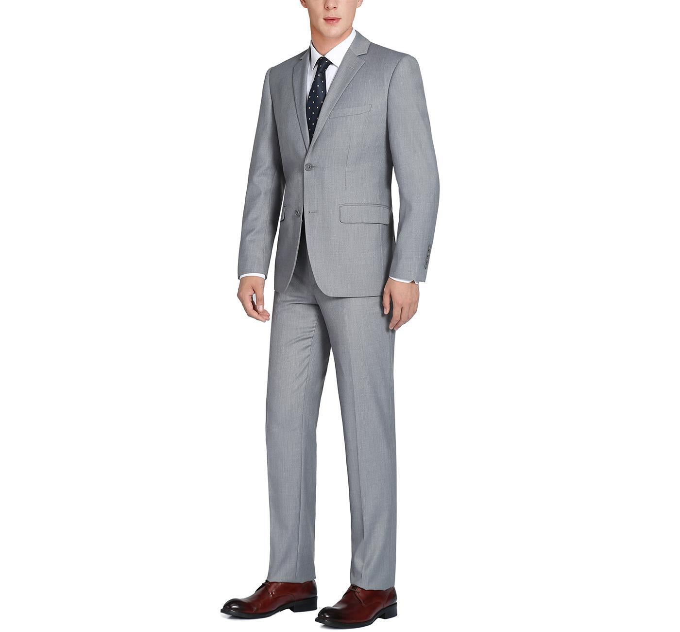 JL Light Grey Suit Notch Classic Fit Extra Long