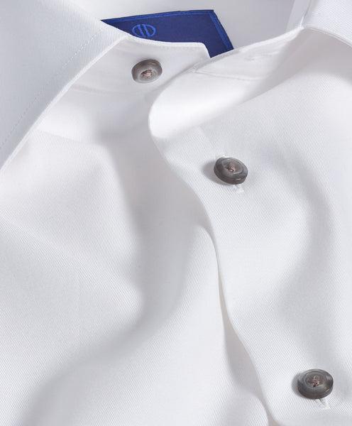 White Super Fine Twill Dress Shirt Gray Button