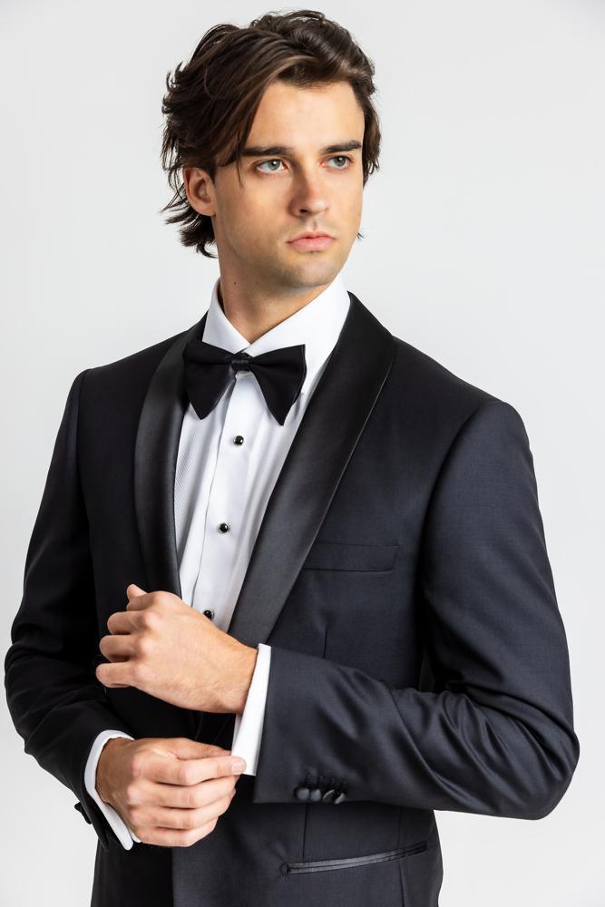 Black Tuxedo Shawl Slim Super 150's