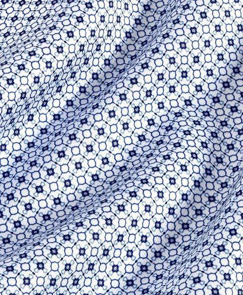 White & Blue Geometric Print Sport Shirt