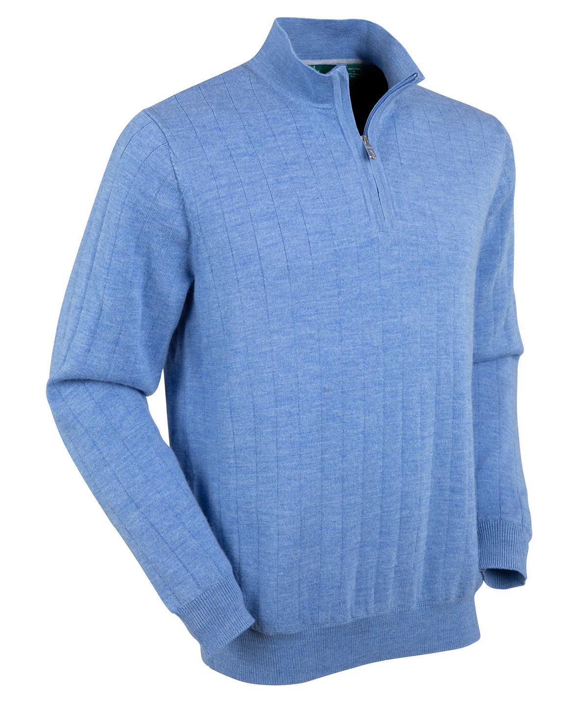 Signature Merino Lined Quarter-Zip Mock Neck Sweater Azure