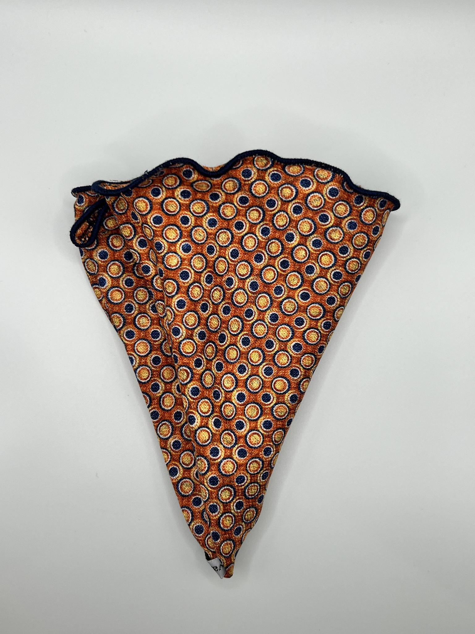 Orange Exploded Paisley/Fancy Dots Print Reversible Pocket Circle
