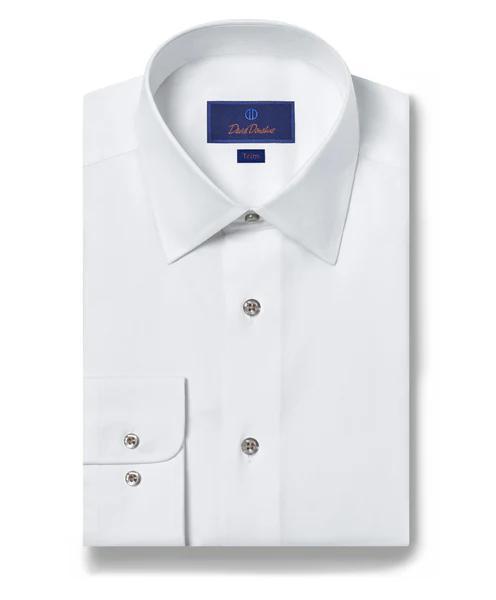 White Super Fine Twill Dress Shirt Gray Button