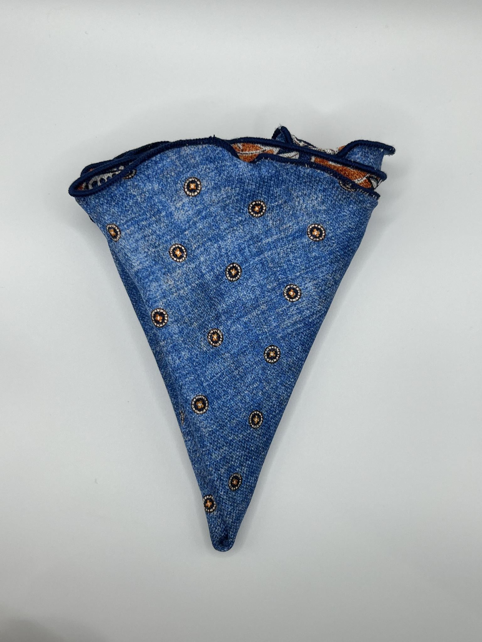 Orange /Blue Dots Print Reversible Pocket Circle