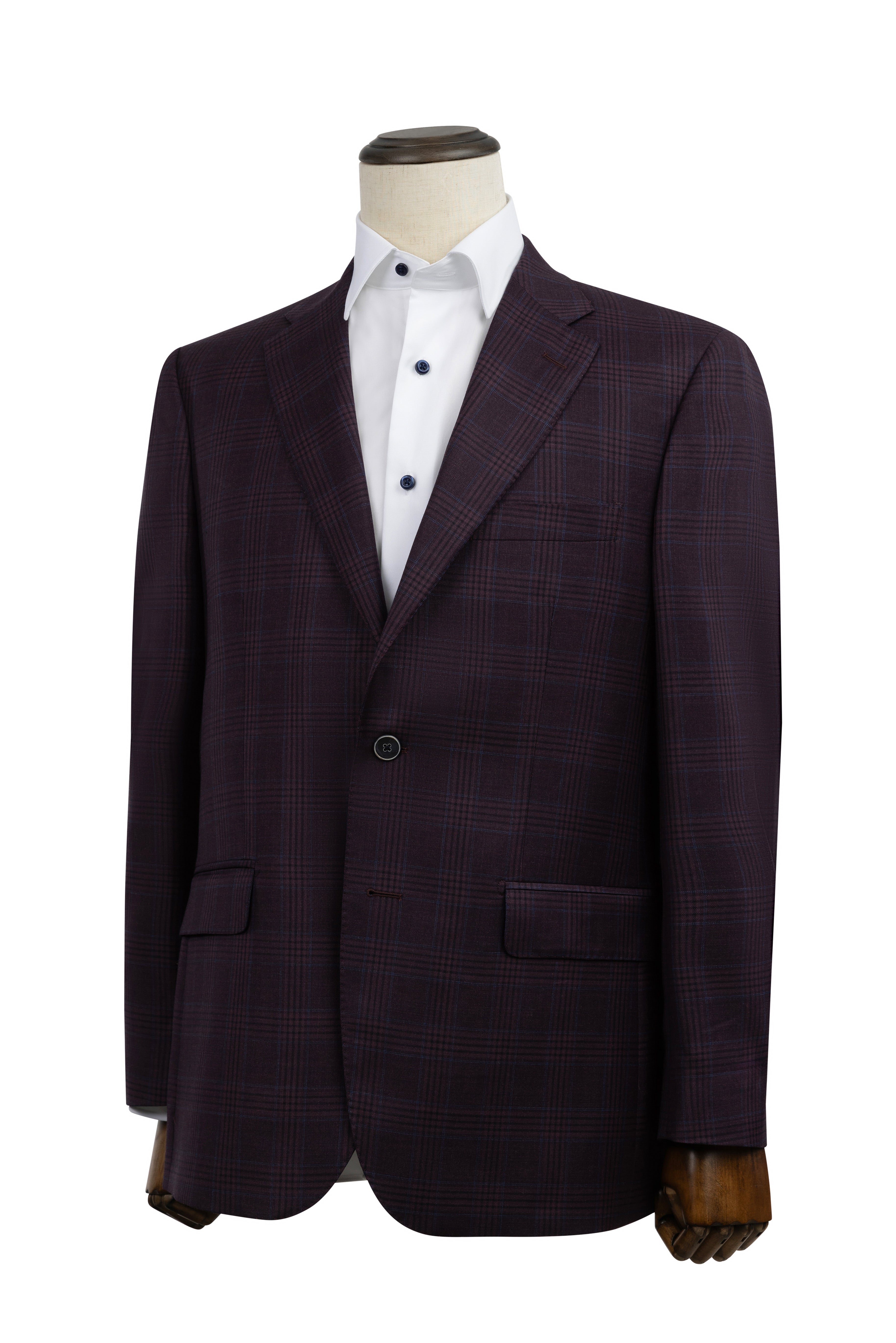 Cranberry Windowpane Sport Coat Modern Fit Super 130's