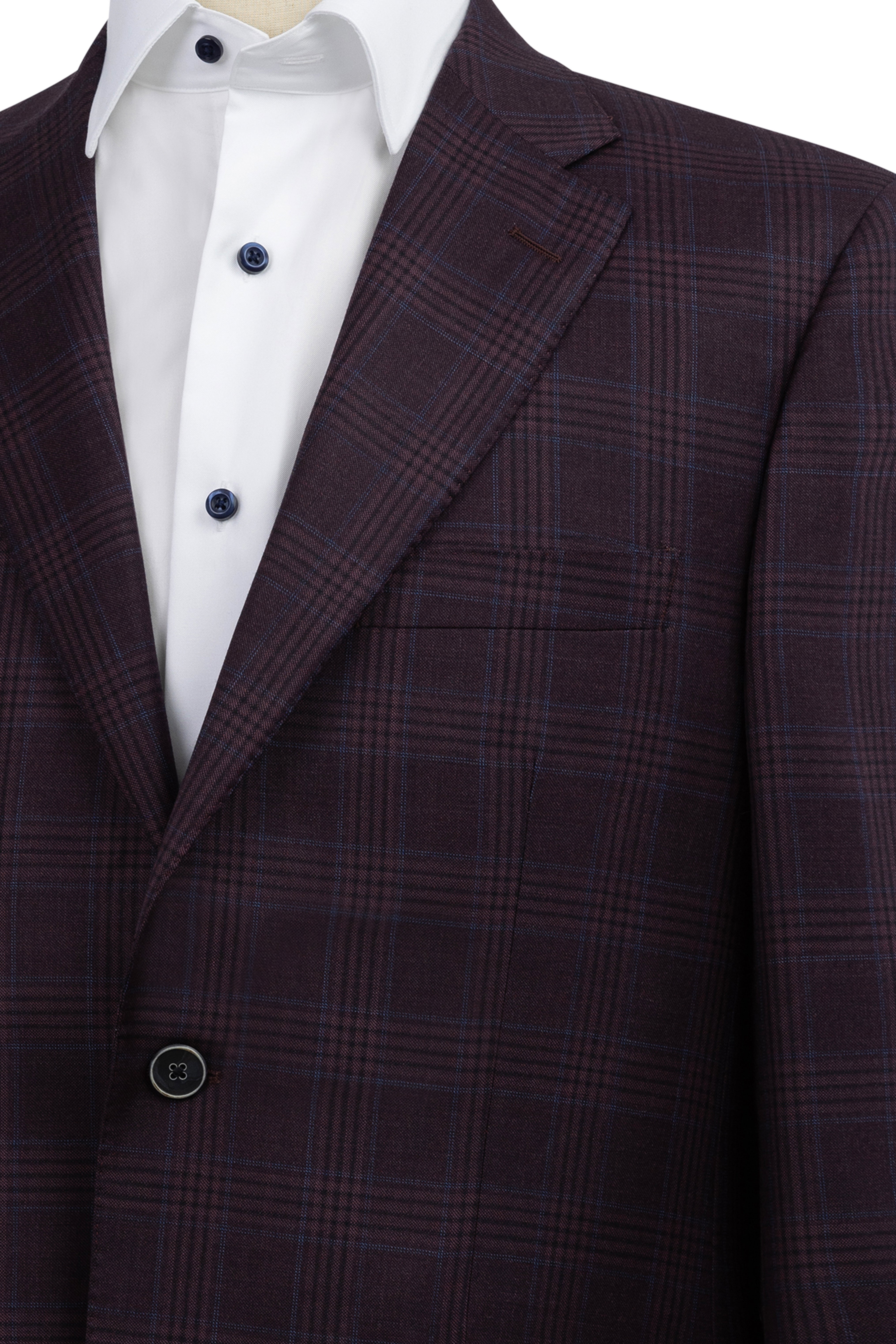 Cranberry Windowpane Sport Coat Modern Fit Super 130's