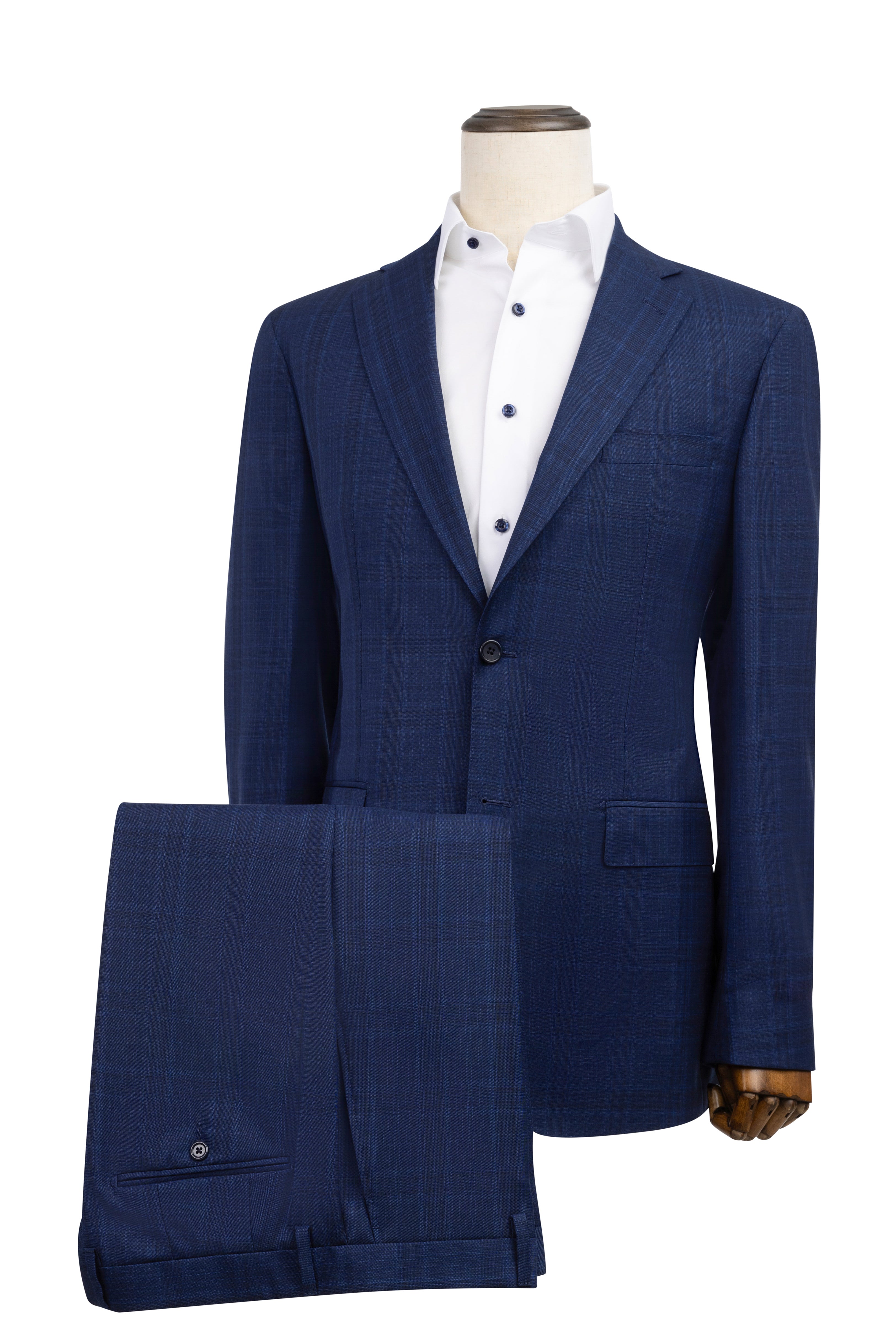 Navy Plaid Suit Slim Fit Super 130's