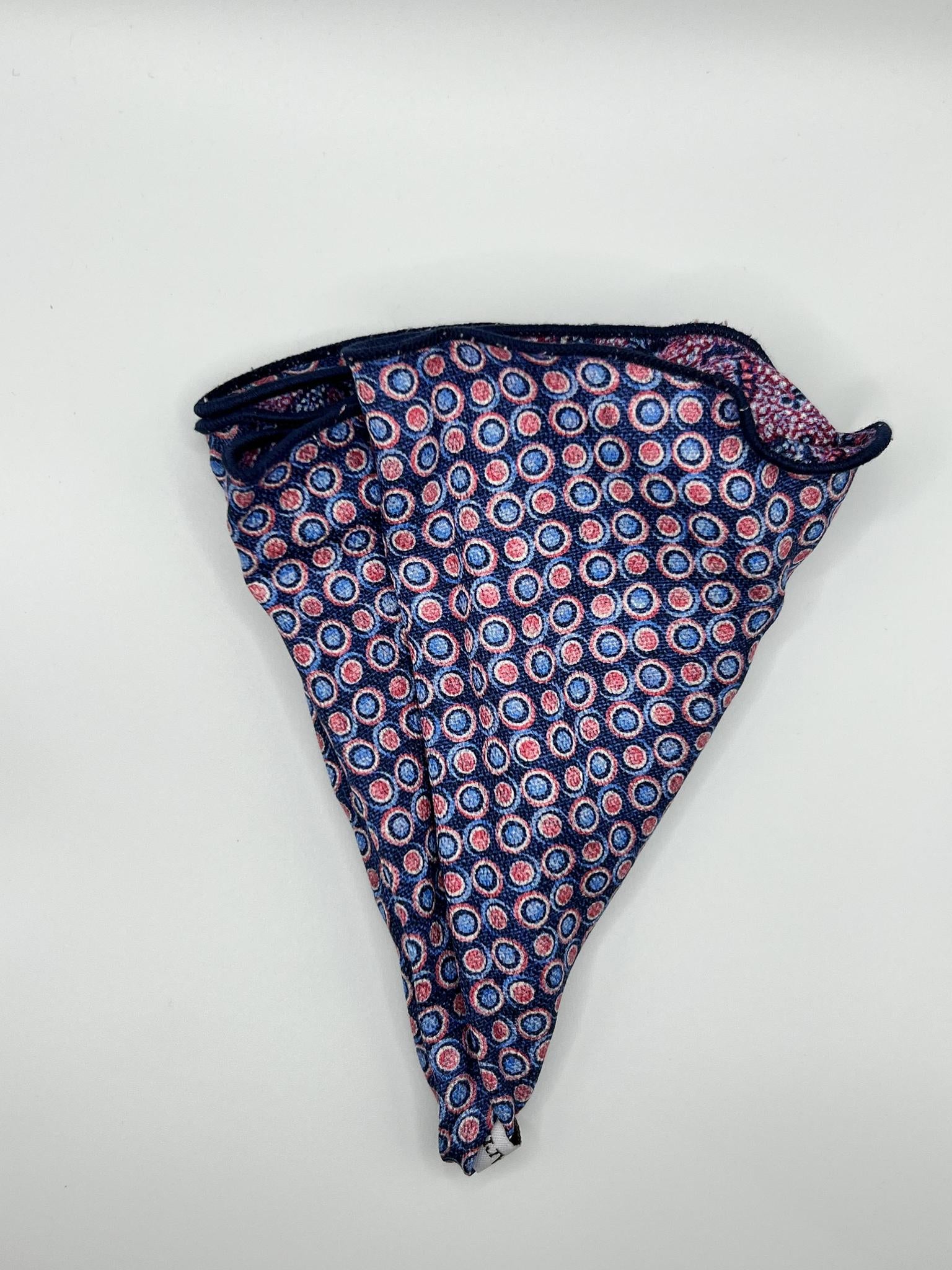 Purple/Navy/Pink Paisley Silk Reversible Pocket Circle