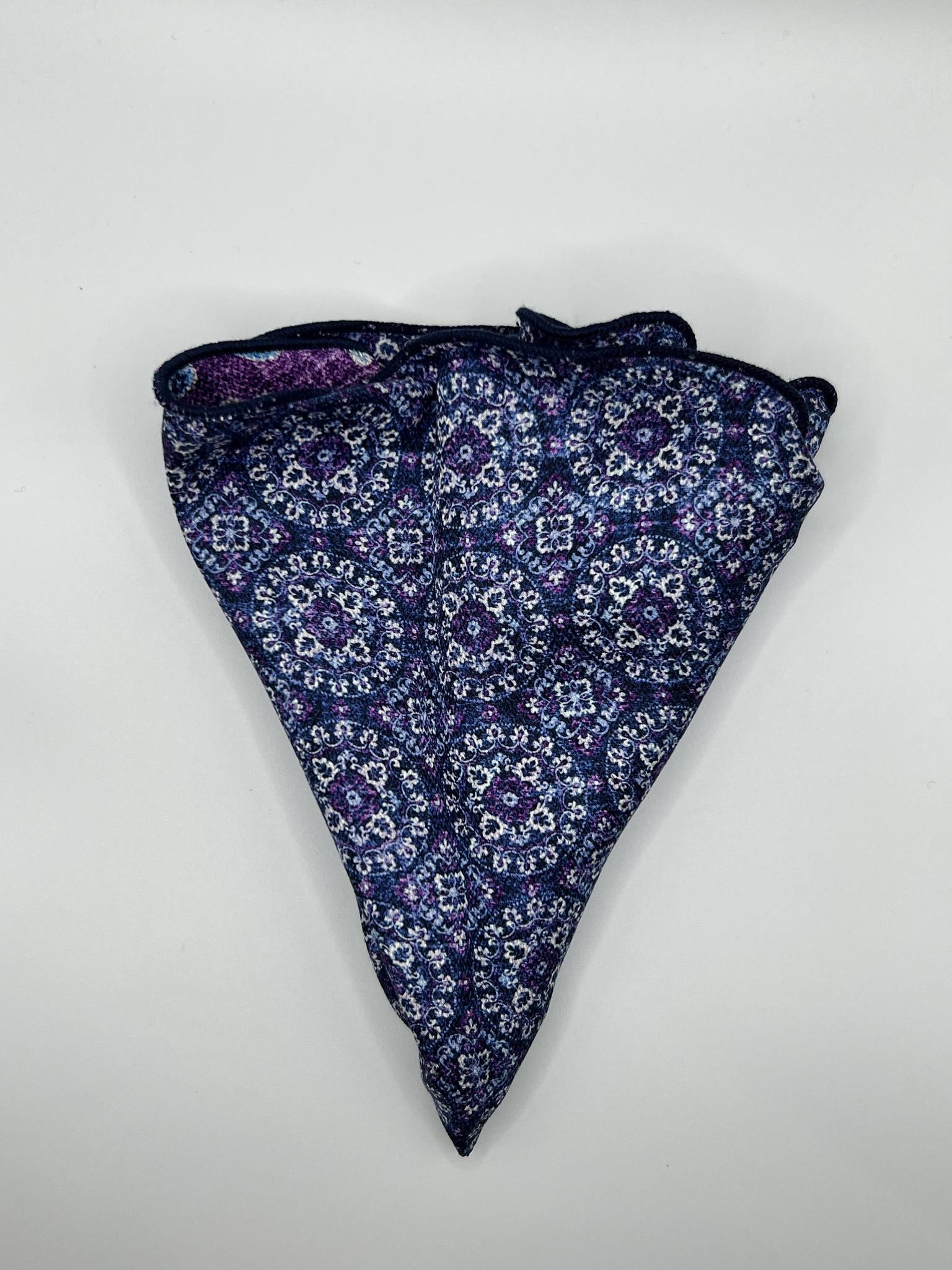 Navy Paisley/ Purple Reversible Pocket Circle