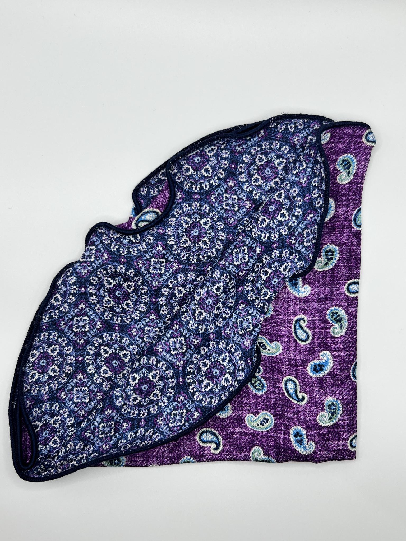 Navy Paisley/ Purple Reversible Pocket Circle