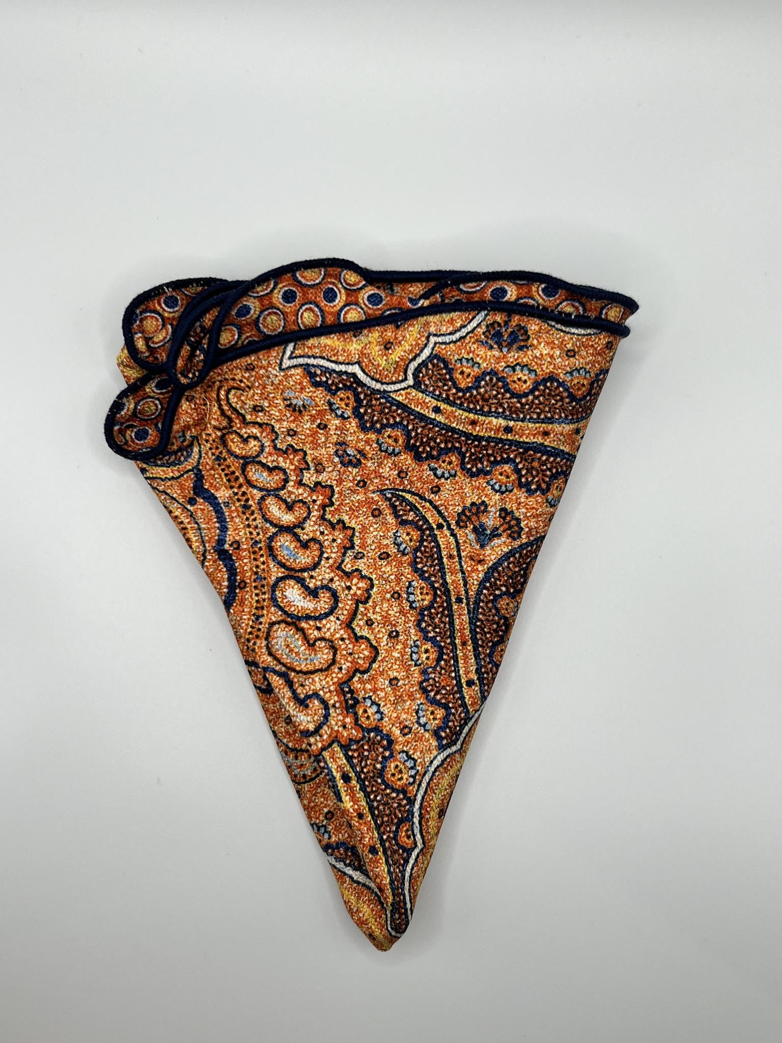 Orange Exploded Paisley/Fancy Dots Print Reversible Pocket Circle