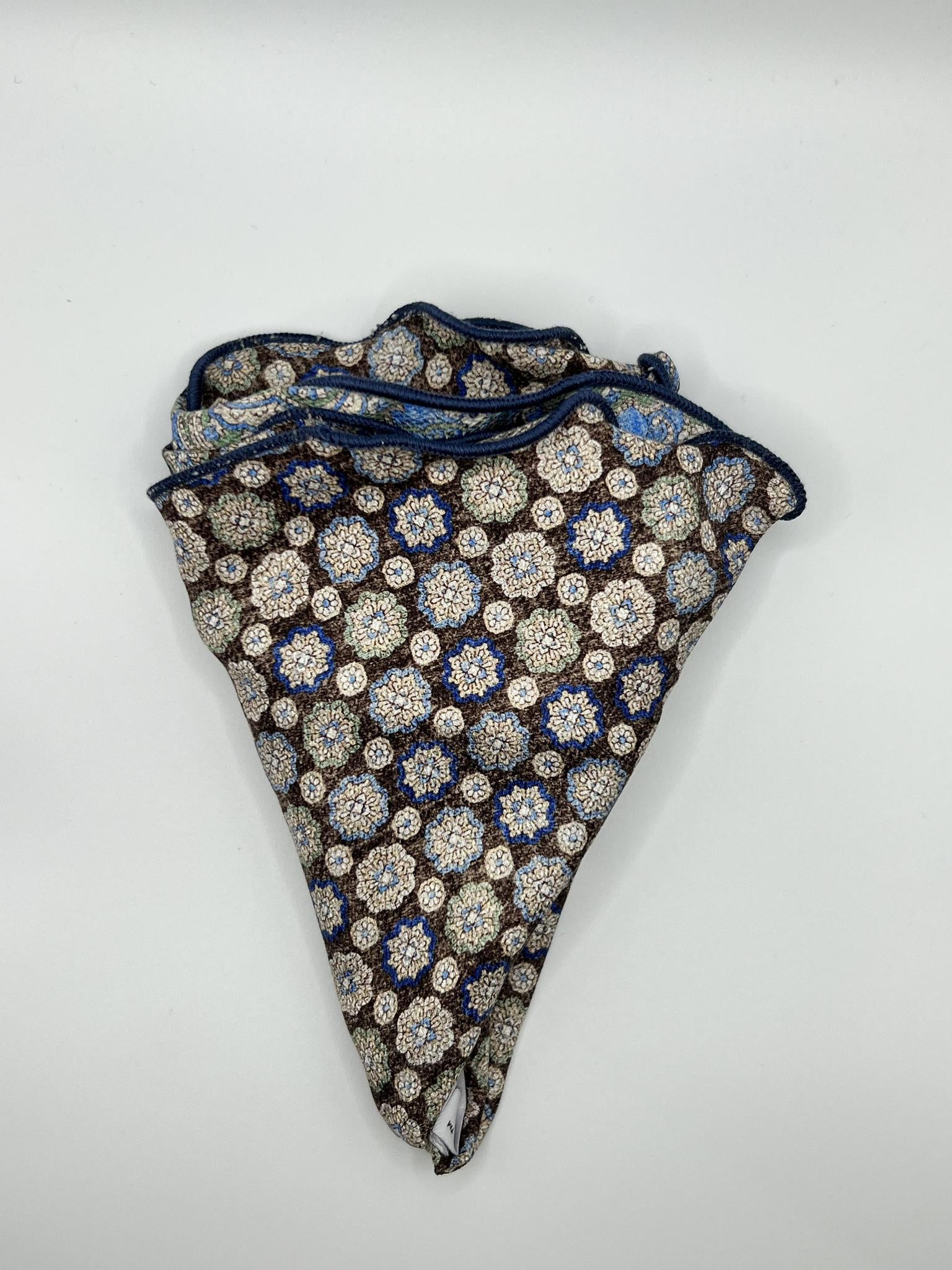 Sky/Brown Persian/Mini Medallions Print Reversible Pocket Circle