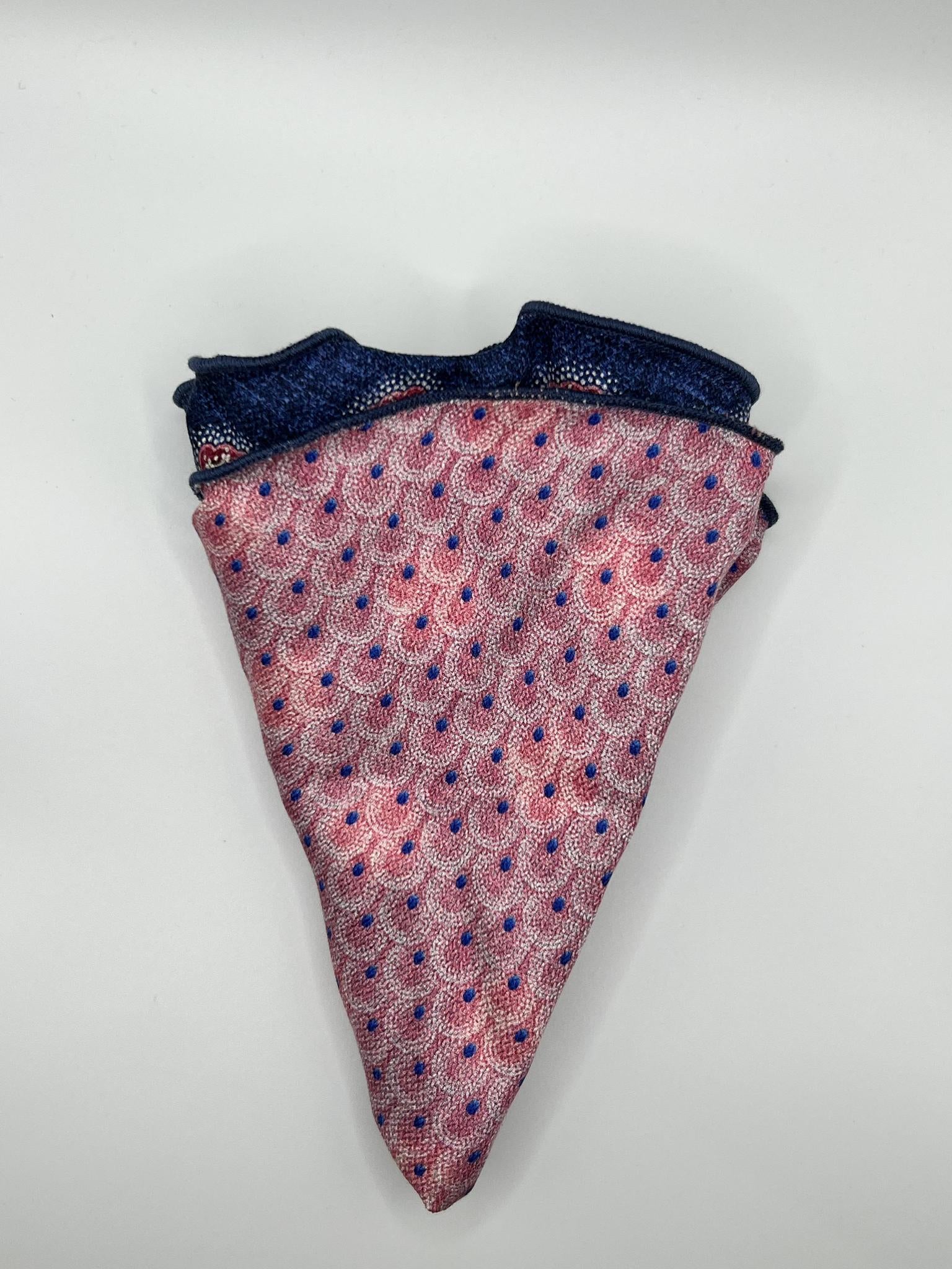 Denim Foulard/Feather Print Reversible Pocket Circle