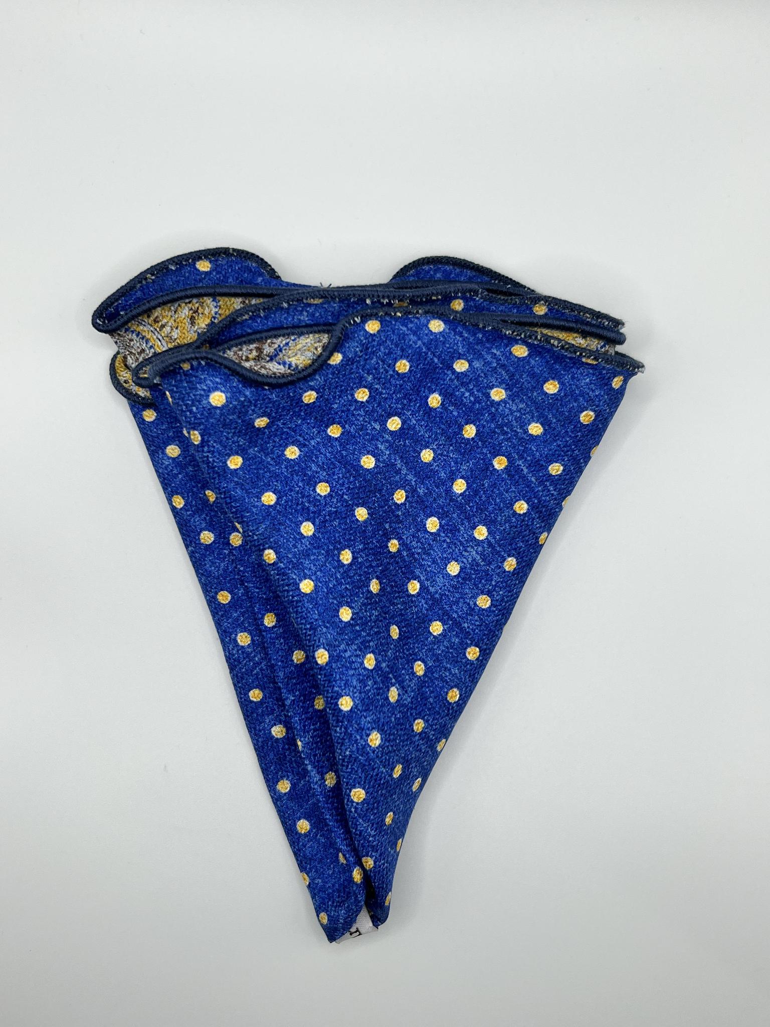 Navy/Yellow Paisley Print Reversible Pocket Circle