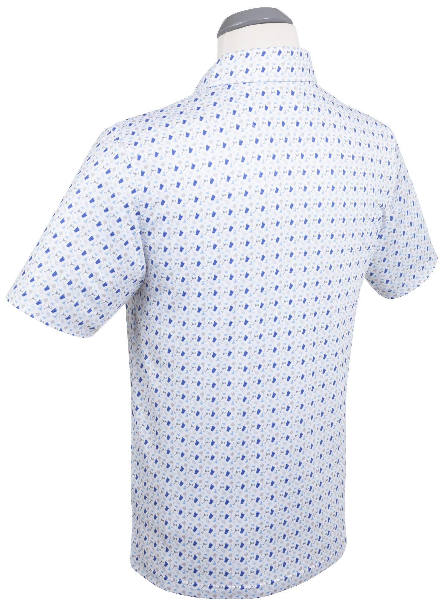 Performance 19th Hole Print Polo Sky Blue