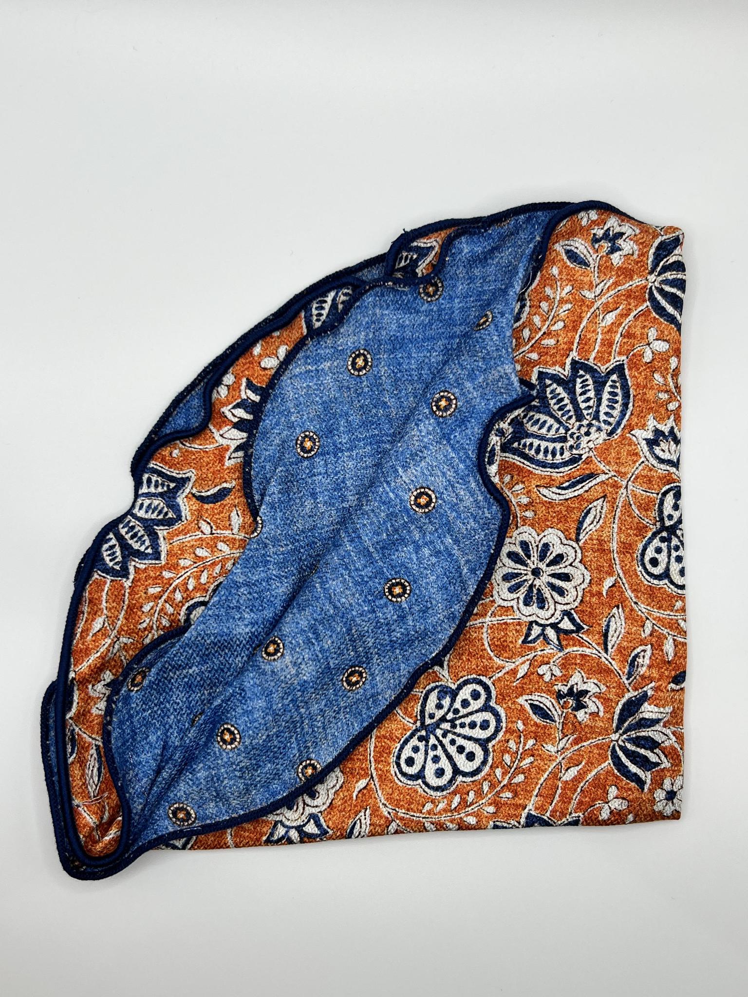Orange /Blue Dots Print Reversible Pocket Circle