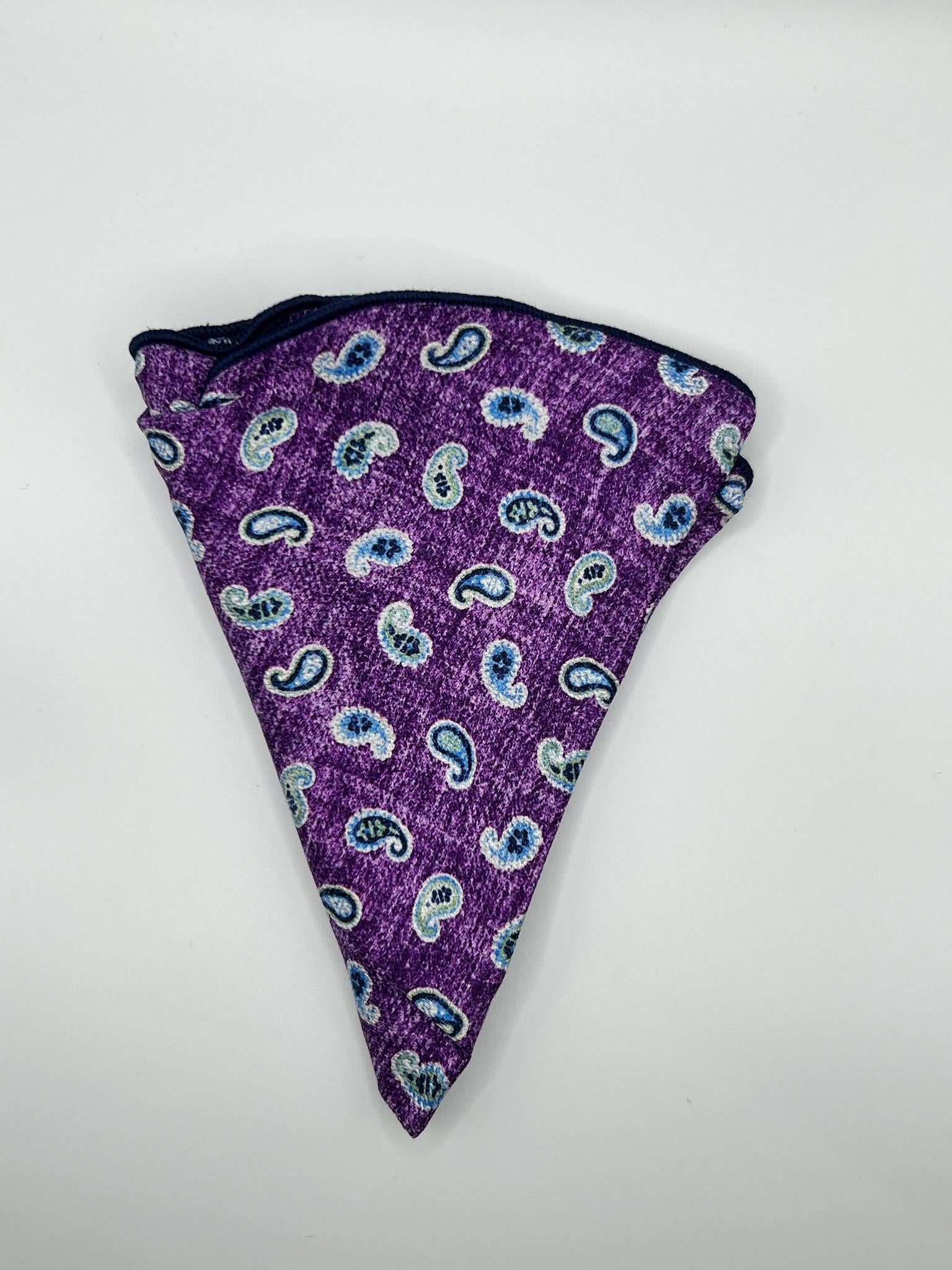 Navy Paisley/ Purple Reversible Pocket Circle