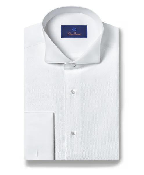 Piqué Wing Collar French Cuff Formal Shirt