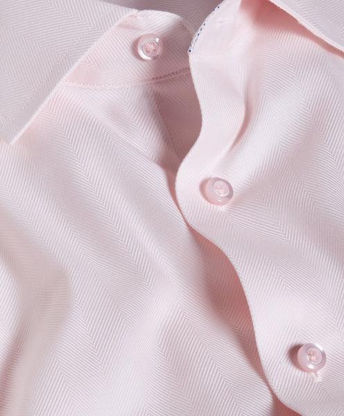 Pink Contrast Herringbone Solid Dress Shirt