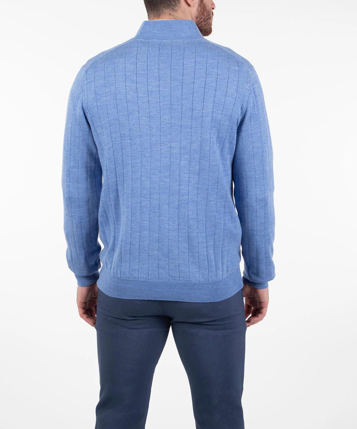Signature Merino Lined Quarter-Zip Mock Neck Sweater Azure