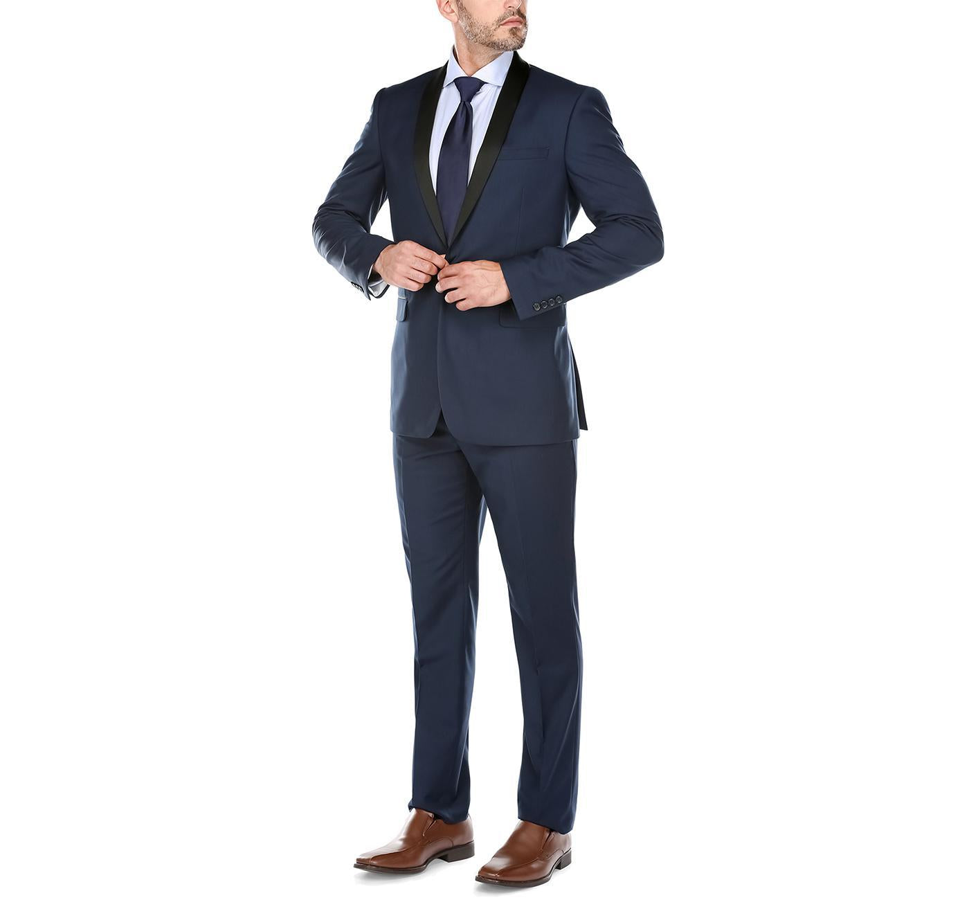 JL New Navy Tux Shawl Slim Fit
