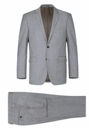 JL Light Grey Suit Notch Slim Fit Super 140's