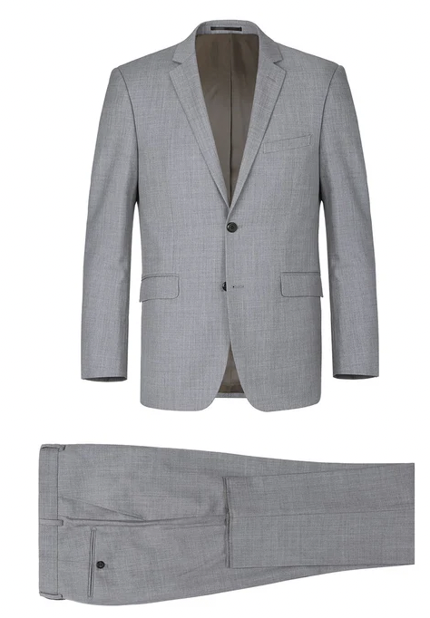 JL Suit Light Grey Notch Slim Fit Super 140's