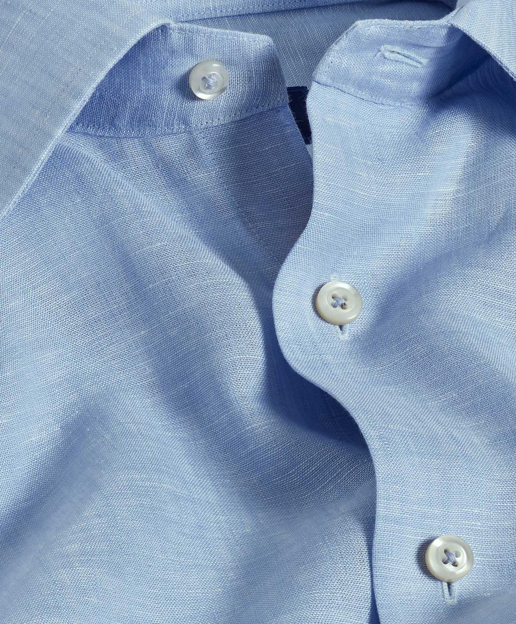 Sky Linen Trim Fit Dress Shirt
