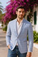 Light Blue & White Flex Casual Jacket