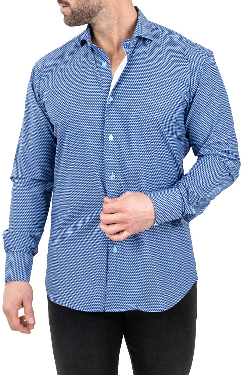 Maceoo Shirt Einstein StretchCubism Blue