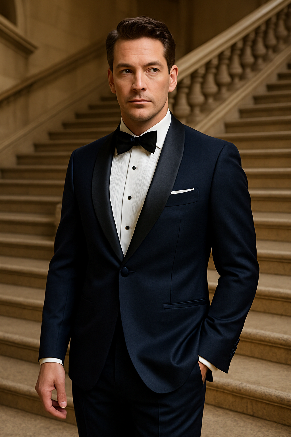Midnight Navy Modern Fit Shawl Tuxedo Wool & Cashmere