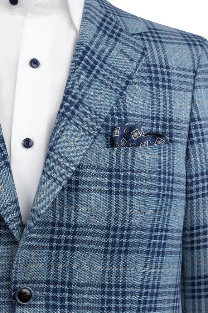 Light Blue & Navy Windowpane Sport Jacket