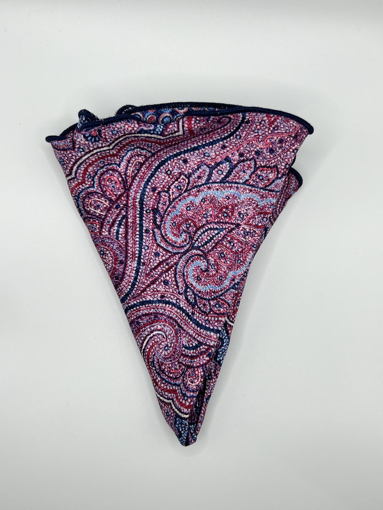 Purple/Navy/Pink Paisley Silk Reversible Pocket Circle