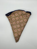 Beige Neat/Houndstooth Silk Shappe Diamante Reversible Pocket Circle