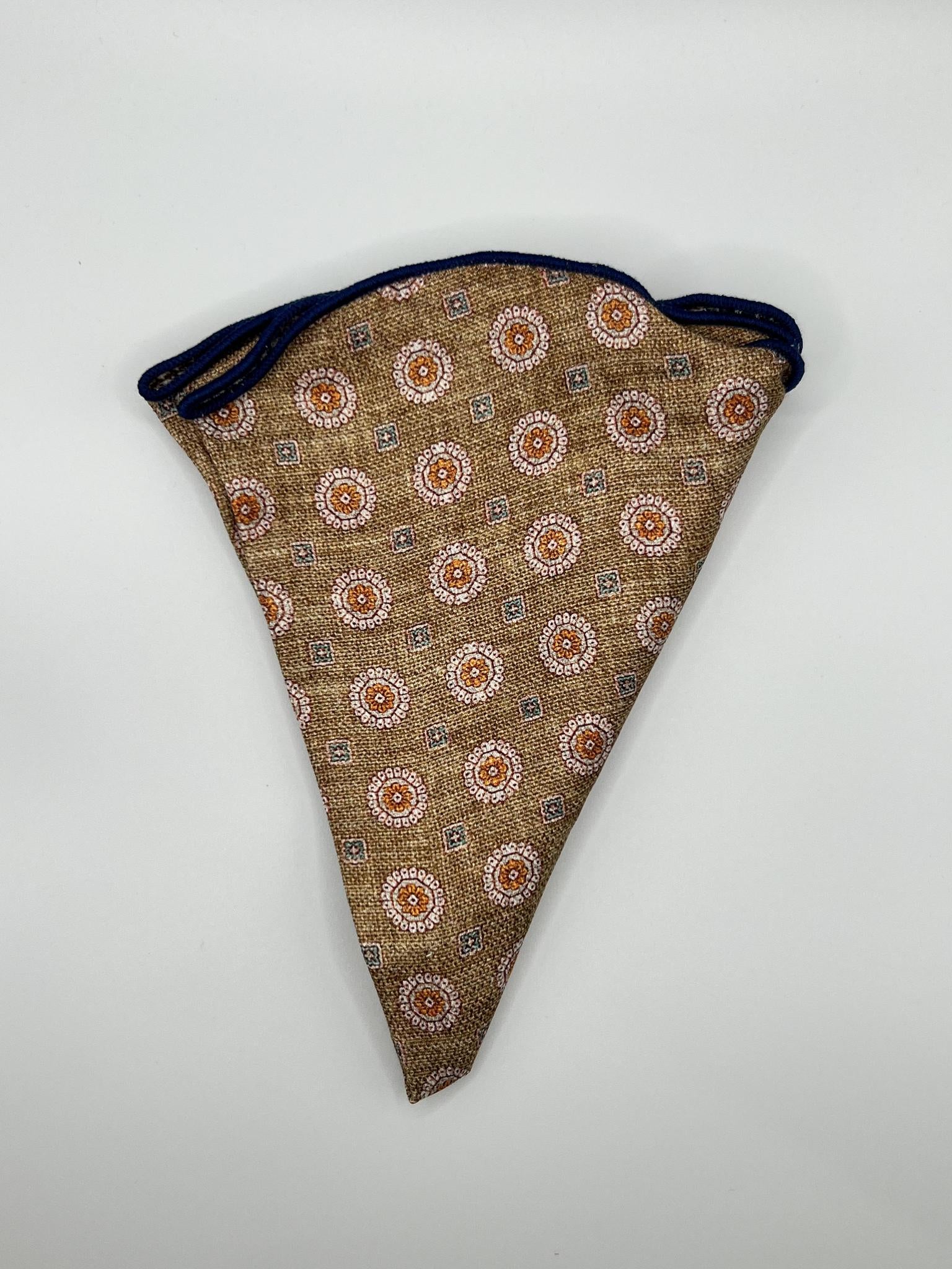 Beige Neat/Houndstooth Silk Shappe Diamante Reversible Pocket Circle
