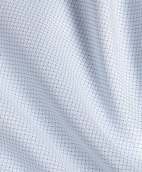White & Blue Micro Geometric Print Stretch Dress Shirt