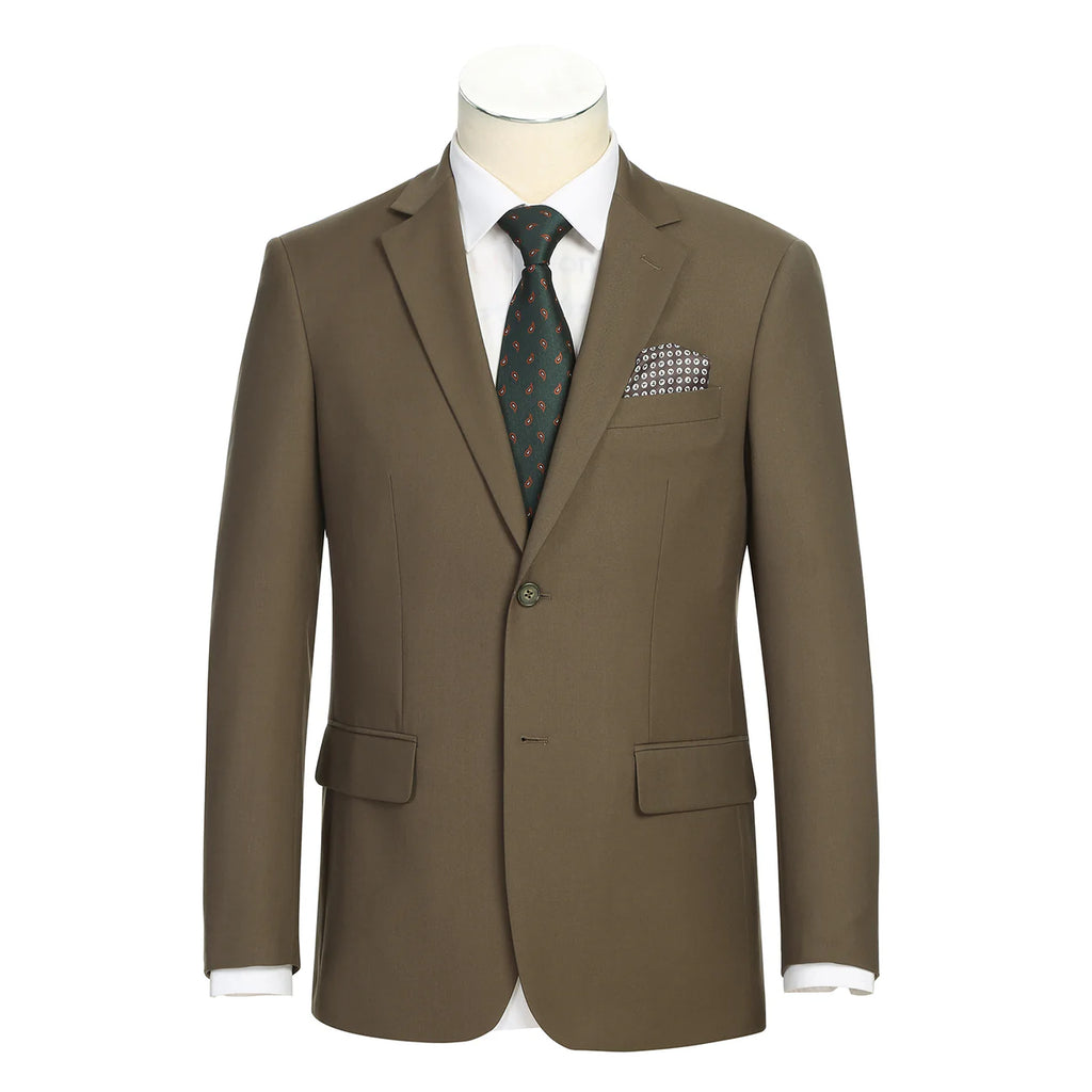 JL Suit Brown Olive Slim Fit