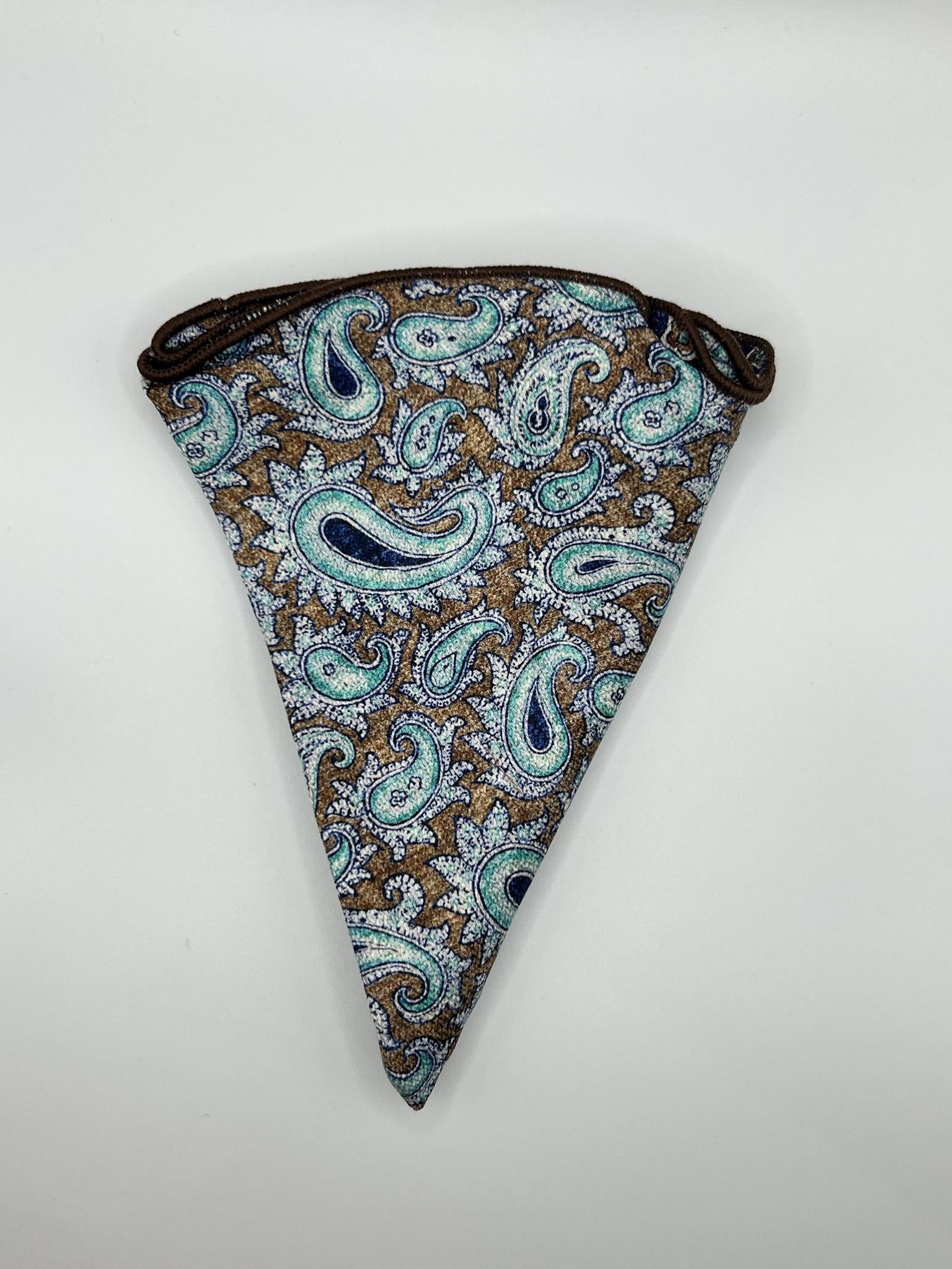 Navy Paisley/Fancy Dots Print Reversible Pocket Circle