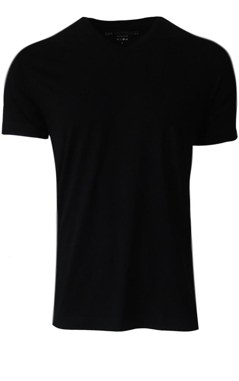 Black Pima V-Neck SS
