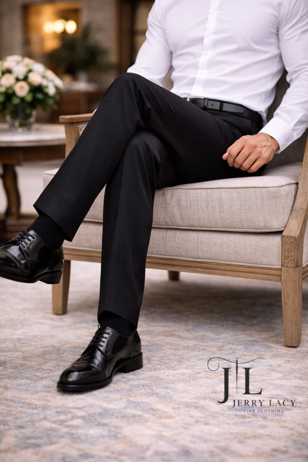 Black Italian Dress Pant Trimmer Fit Super 150's